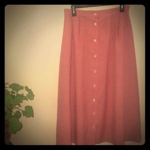 Full length button up checked skirt